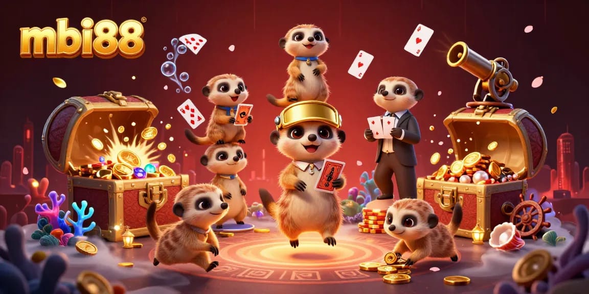 Enjoy thrilling gameplay at mbi88 with exciting meerkat characters in a vibrant casino scene.