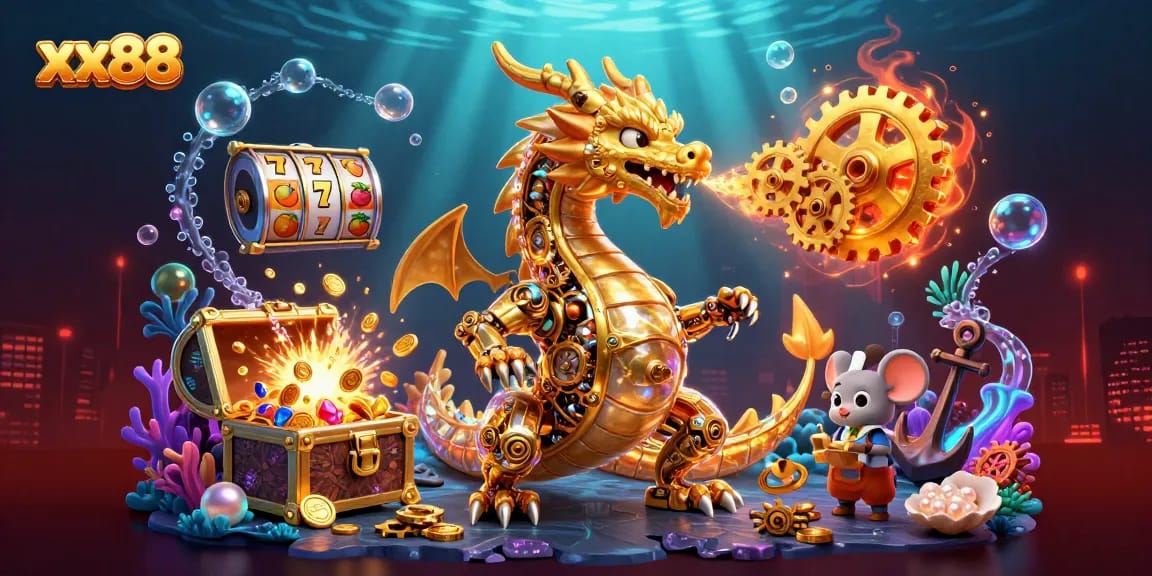 Experience thrilling gameplay with xx88's golden dragon and vibrant slot game elements.