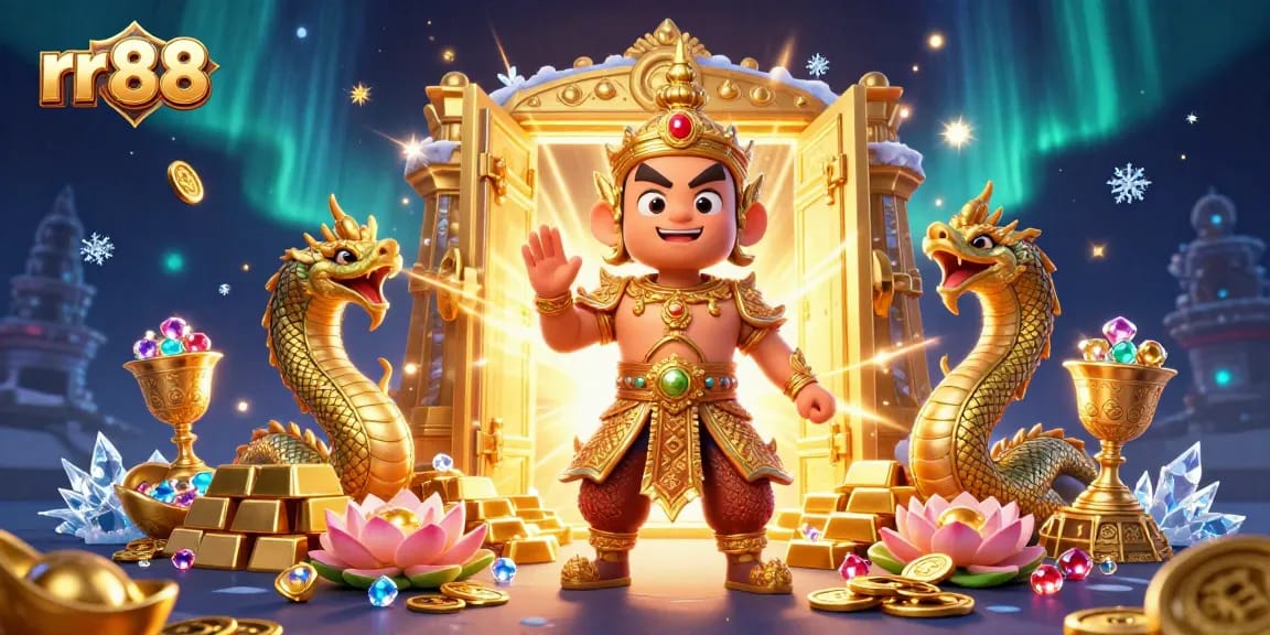 Engage with rr 88's vibrant online casino atmosphere, illuminated by treasures and mythical guardians.
