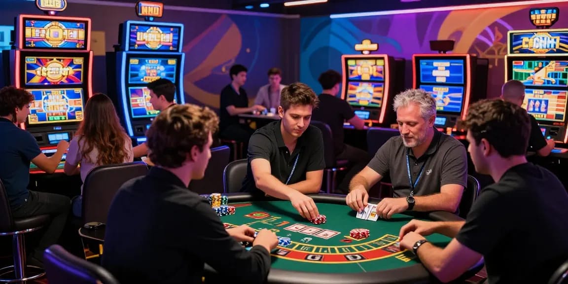 Engaged players enjoying games at e28 online casino in a vibrant virtual environment.