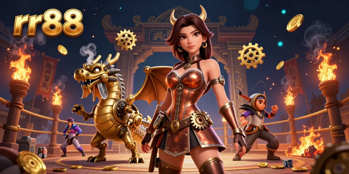 Experience thrilling gaming at rr88 with a captivating casino scene featuring a steampunk dragon.