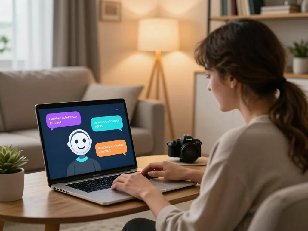 Interactive scene of ai chat nsfw experience on laptop with engaging AI conversations.