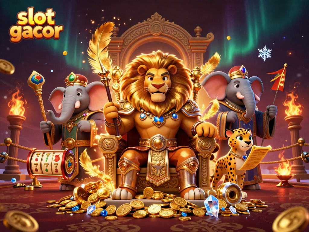 Spin and win big with slot gacor in this vibrant casino-themed illustration