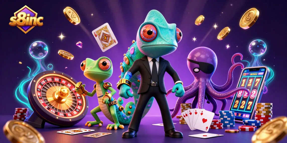 S8inc immerses players in vibrant online gaming with thrilling elements like a chameleon agent and jackpot features.