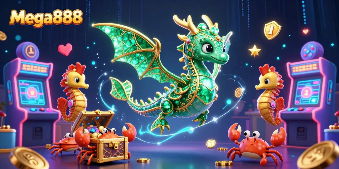 Experience Mega888 through vibrant 3D casino elements and enchanting characters in a digital fantasy.